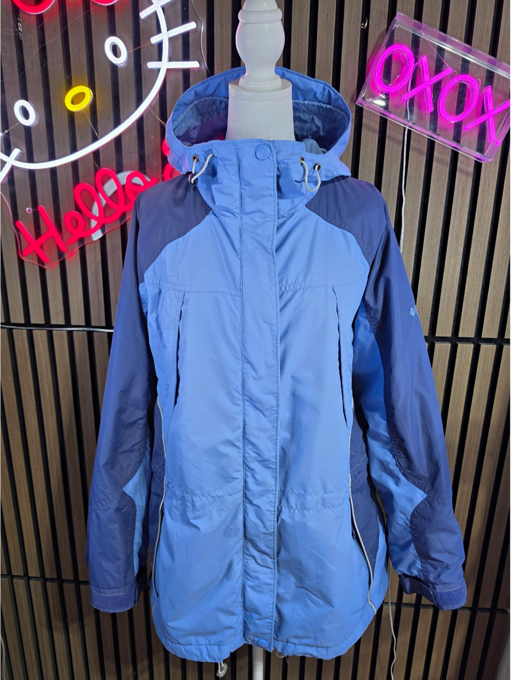 Columbia Interchange Jacket Womens L Blue Colorblock Hooded Full Zip Mid-Length